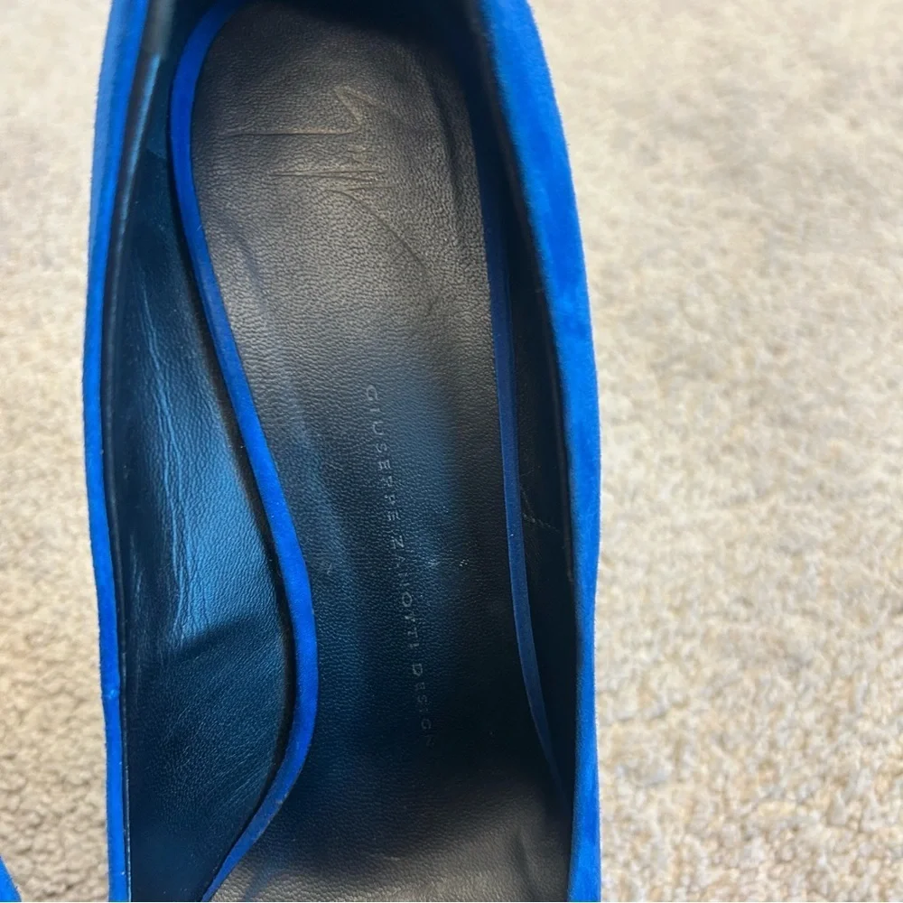 Giuseppe Zanotti blue suede Debra platform stiletto high heels Sz 39